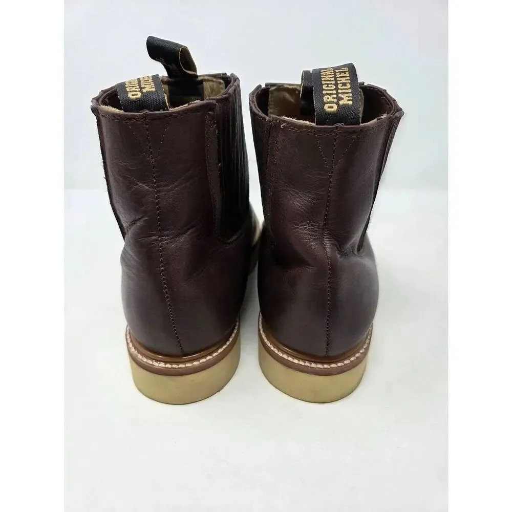 ORIGINAL MICHEL BROWN LEATHER SHORT ANKLE PULL ON WORK BOOTS SOFT TOE MENS 11